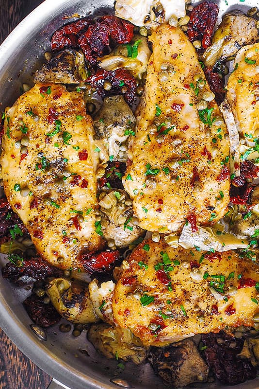 Mediterranean Chicken, how to cook chicken in a skillet, healthy chicken recipes, easy chicken recipes