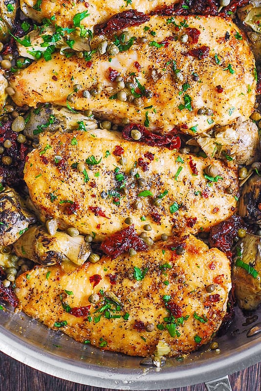 Mediterranean skillet Chicken with vegetables, healthy chicken recipes, how to cook healthy chicken
