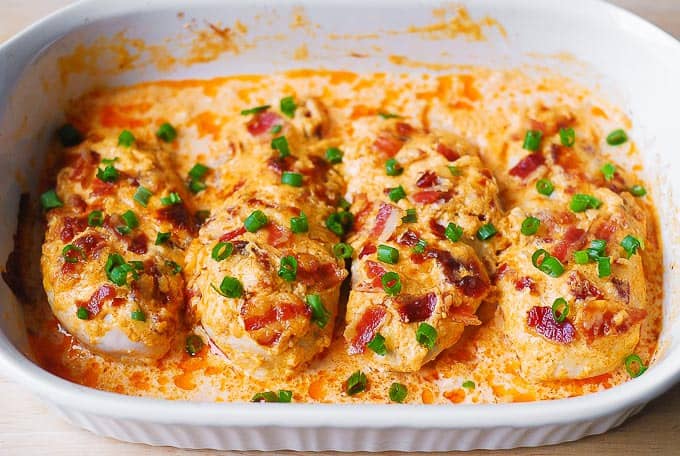 Bake buffalo chicken at 375 in the oven