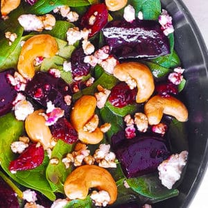 Beet Salad with Spinach and Cashews
