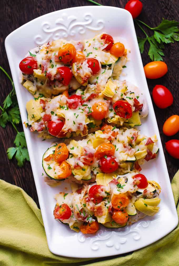 baked Italian chicken and vegetables