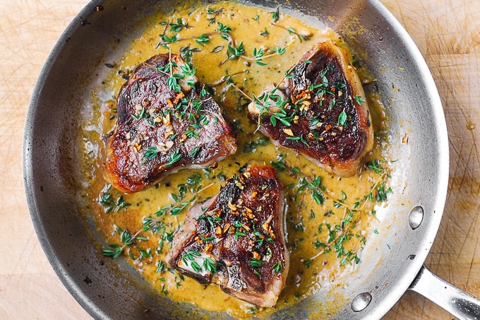 lamb chops with mustard thyme sauce