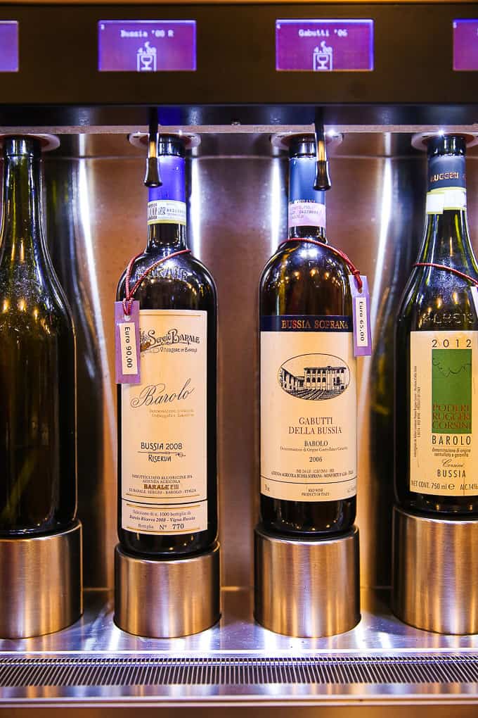 4 bottles of wine at wine tasting in Barolo, Piedmont