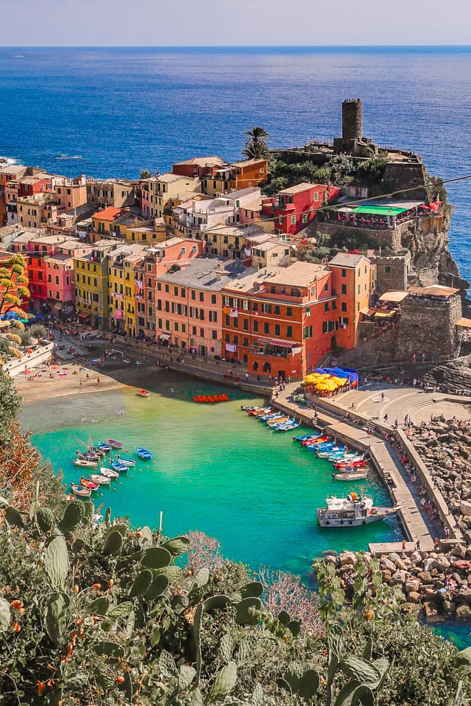 View of Vernazza, Italy while Hiking Cinque Terre 