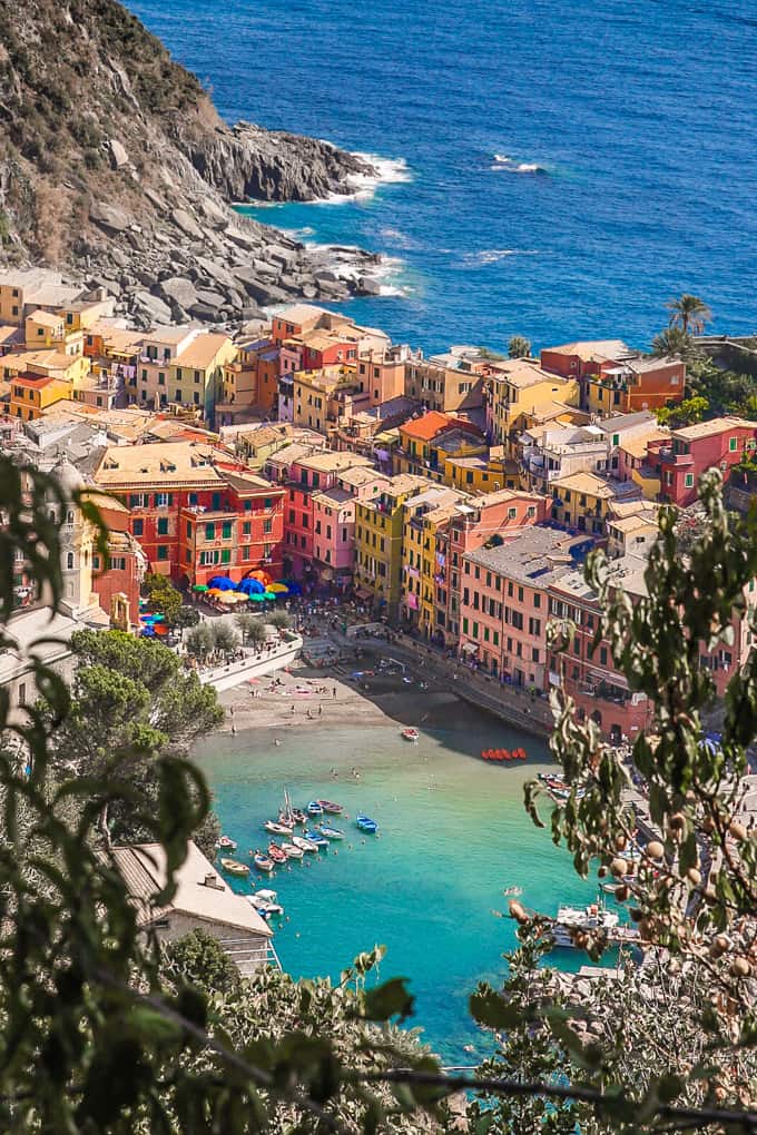Colorful buildings by the water in Vernazza, Italy