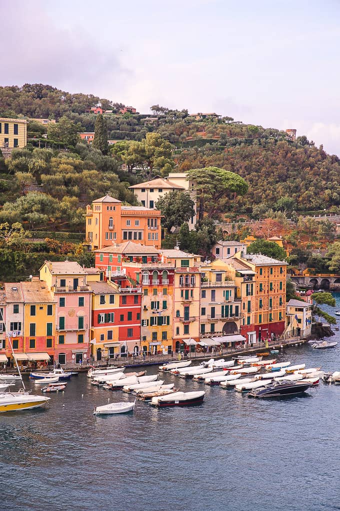 view of buildings and boats in Portofino, Italy