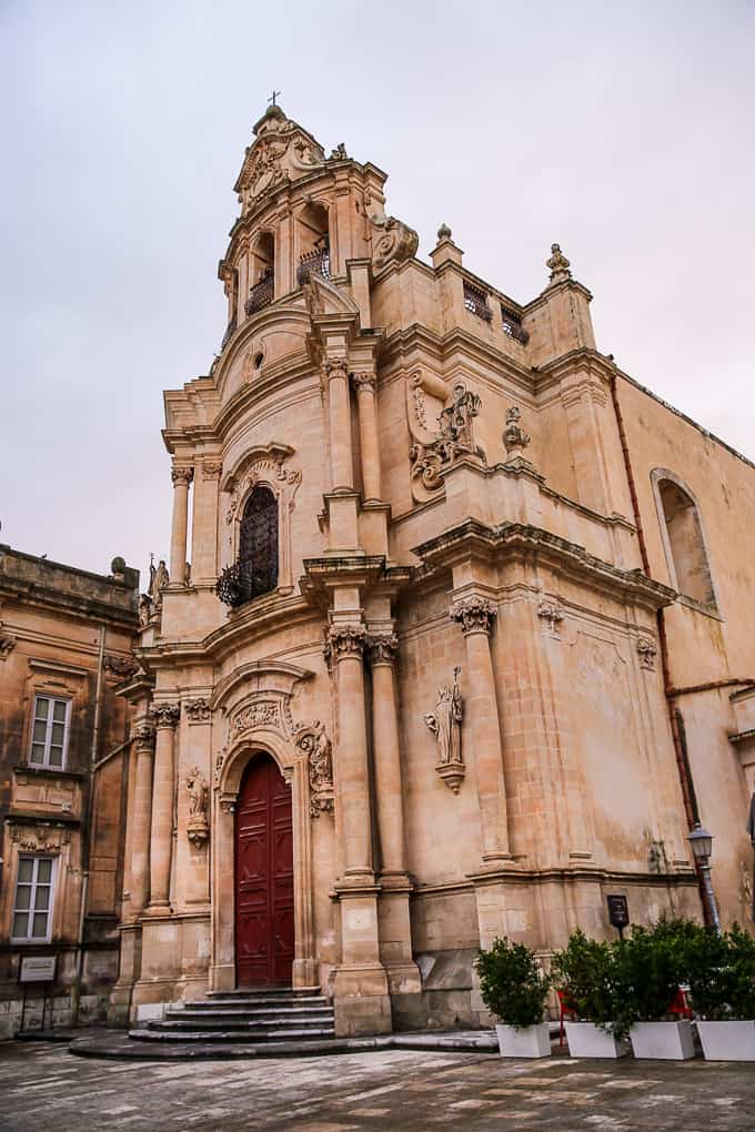 Baroque Facade of San Giuseppe church in Ragusa Ibla, Sicily, Italy