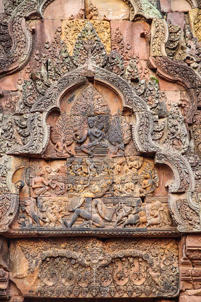 Intricate Carvings at Banteay Srei, Cambodia