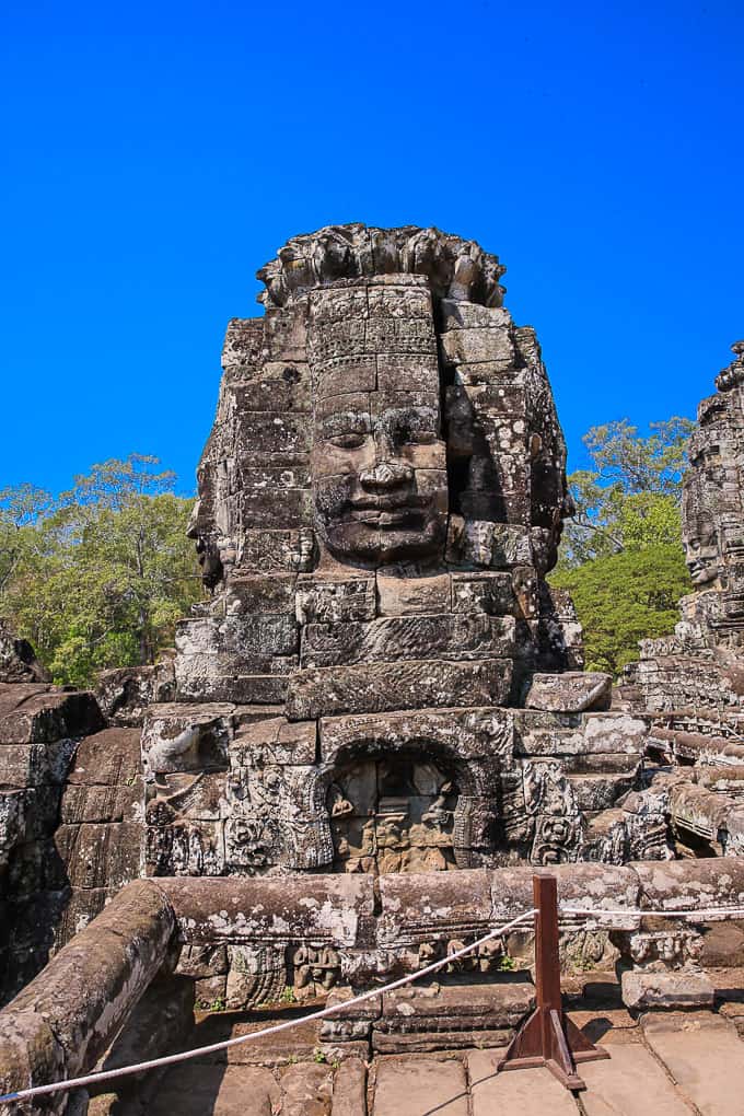Smiling faces at Bayon Temple, Angkor Thom, Cambodia