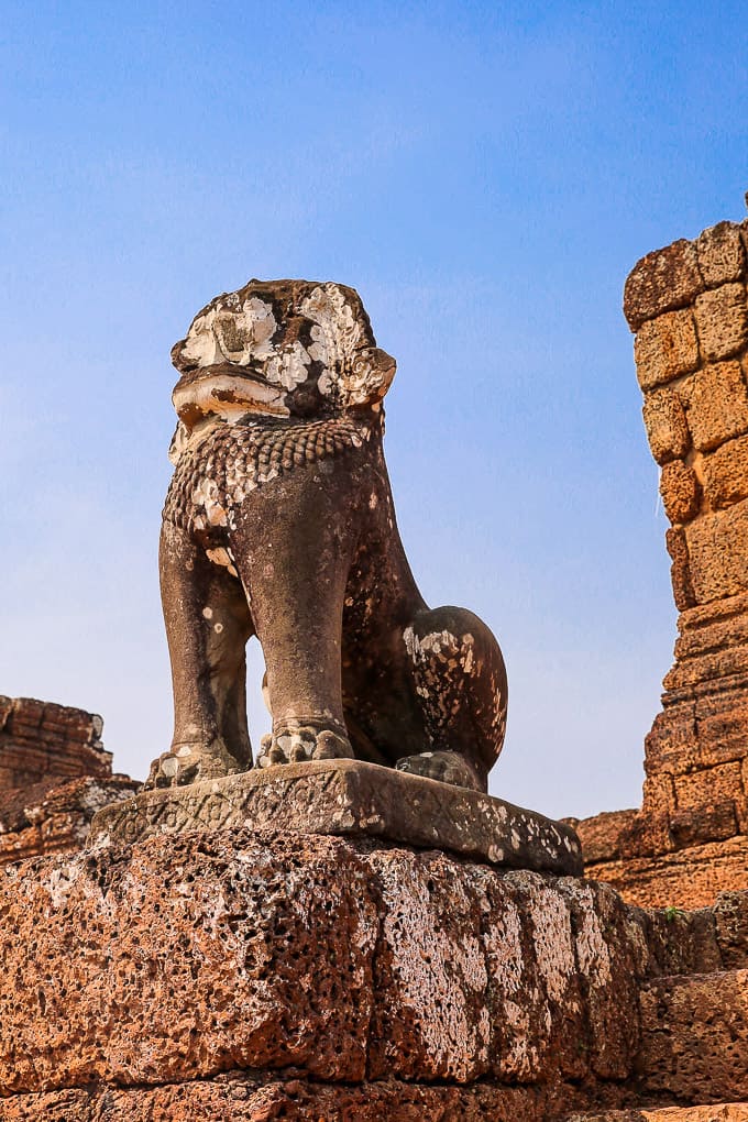 Statue of lion in East Mebon, Cambodia