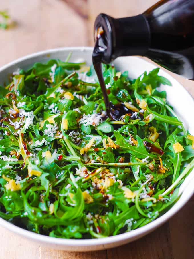 Arugula Salad with Lemon Zest, Parmesan, and Balsamic Dressing - Julia