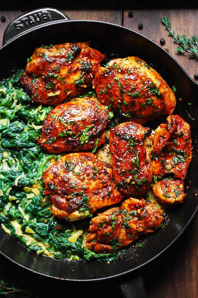 Smoked Paprika Chicken with Creamed Spinach - Julia's Album