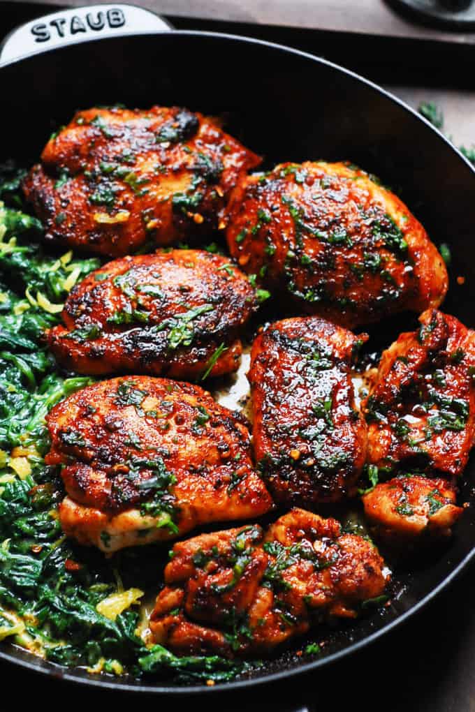 Smoked Paprika Chicken with Creamed Spinach - Julia's Album