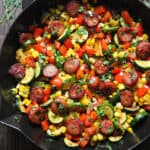 Sausage and Veggies Skillet with Bell Peppers, Zucchini, and Corn