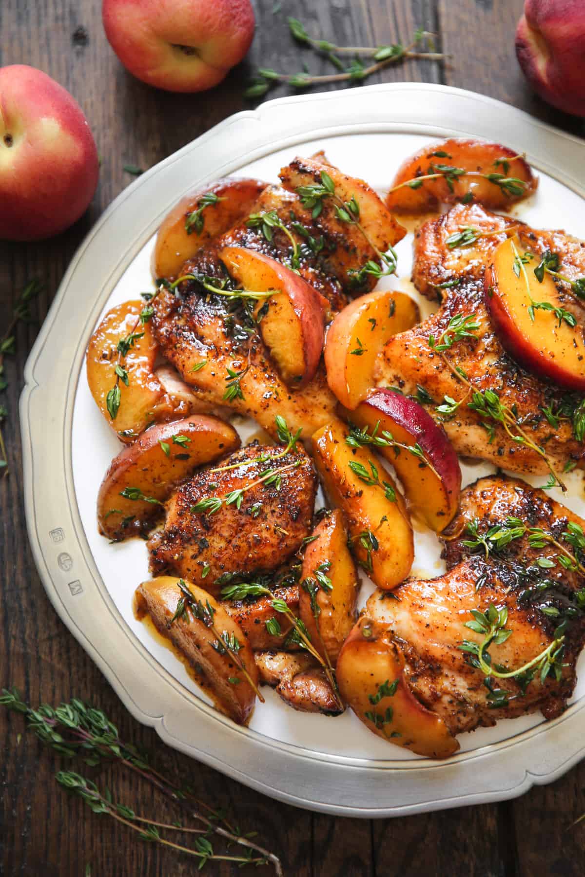 Chicken with Peaches on a plate