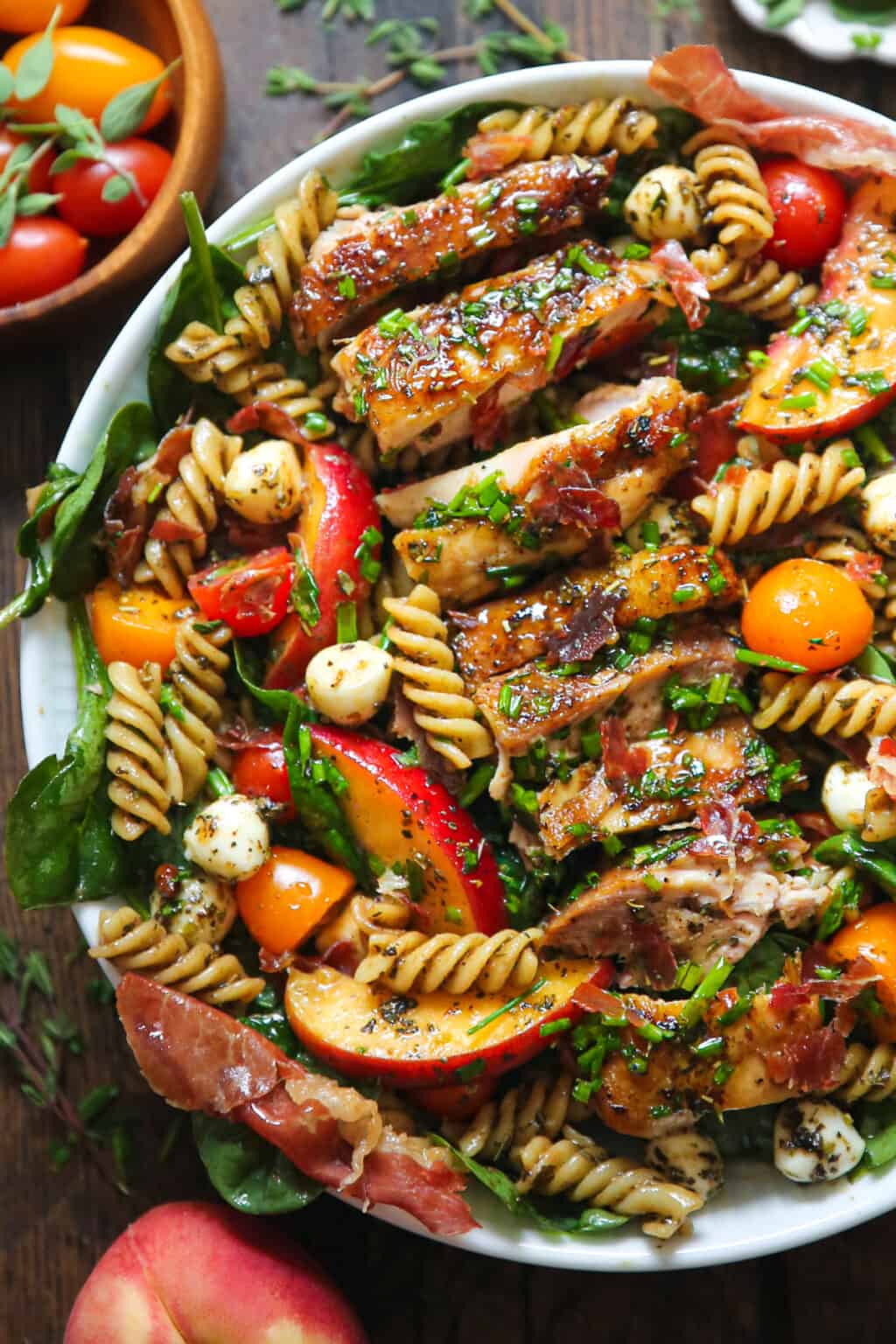 30-Minute Chicken Pasta Salad with Spinach and Peaches - Julia's Album