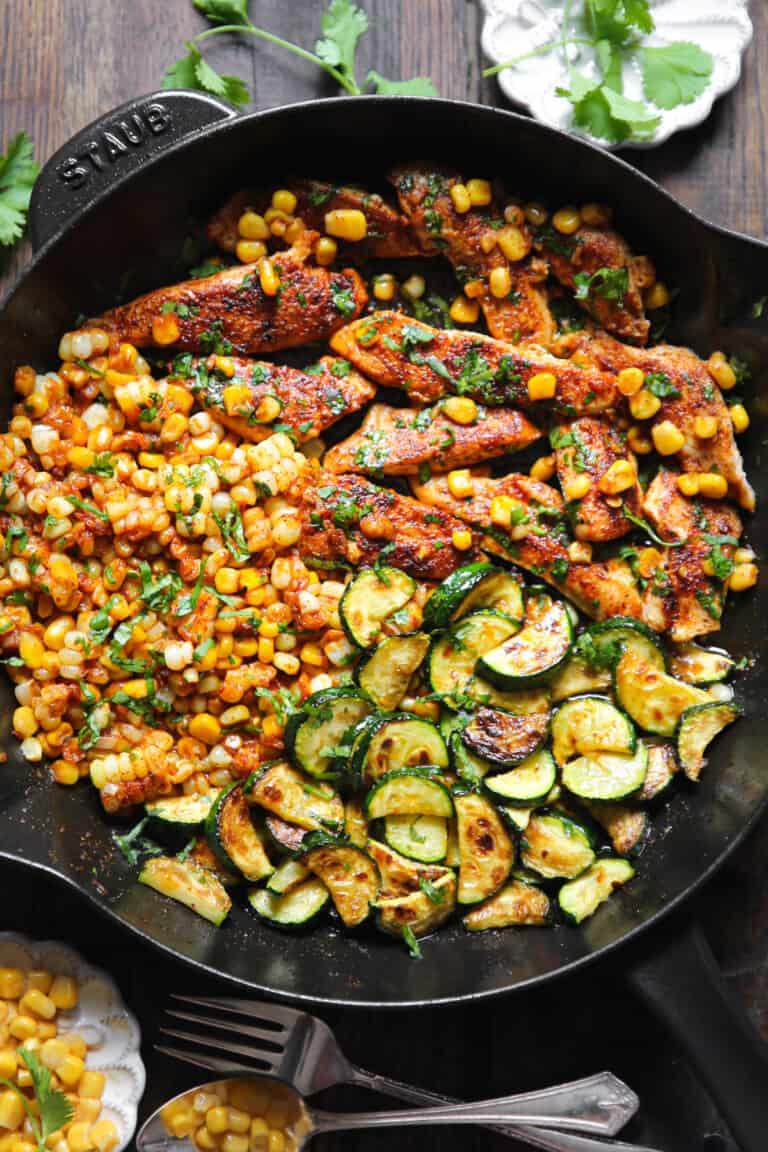 Garlic Butter Chicken with Zucchini and Corn - One-Pan, 30-Minute Meal ...