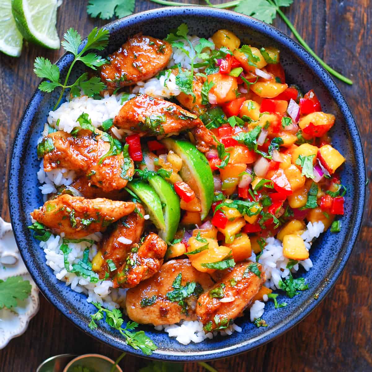 CilantroLime Chicken Bowls with Peach Salsa Julia's Album