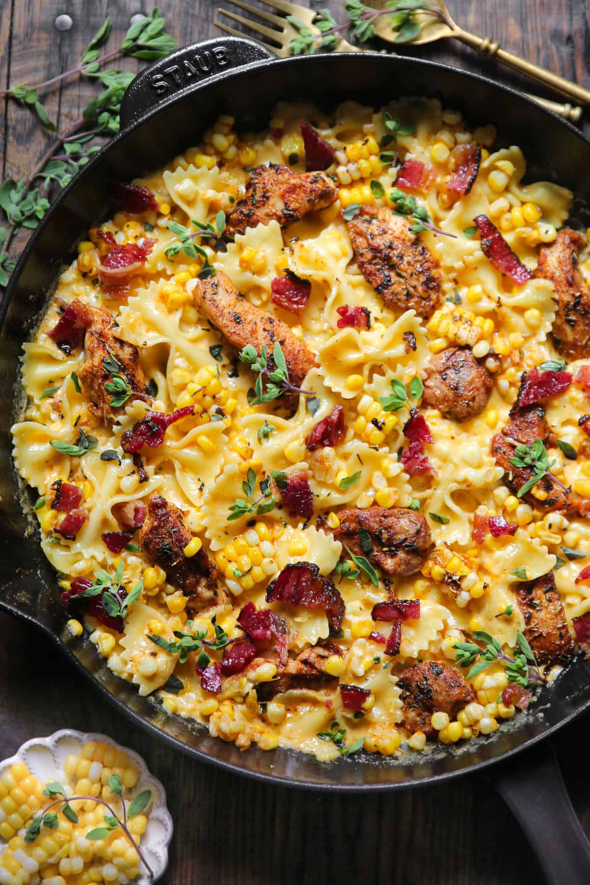 Creamy Chicken and Corn Pasta with Bacon