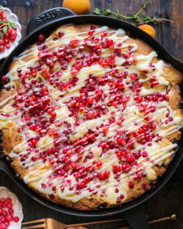 Red Currant Cake with Vanilla Cream Cheese Filling - in a cast iron skillet.