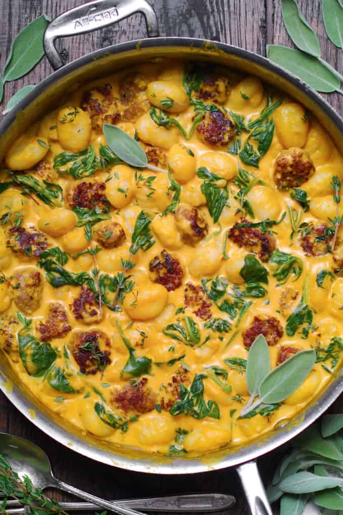 Creamy Pumpkin Gnocchi with Spinach and Sausage (30-Minute, One-Pan ...