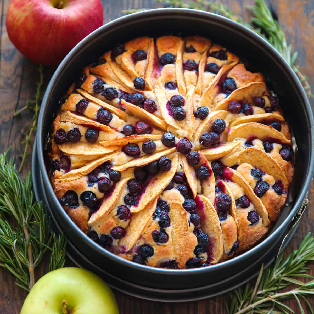 Apple Blueberry Cake - in a springform pan.