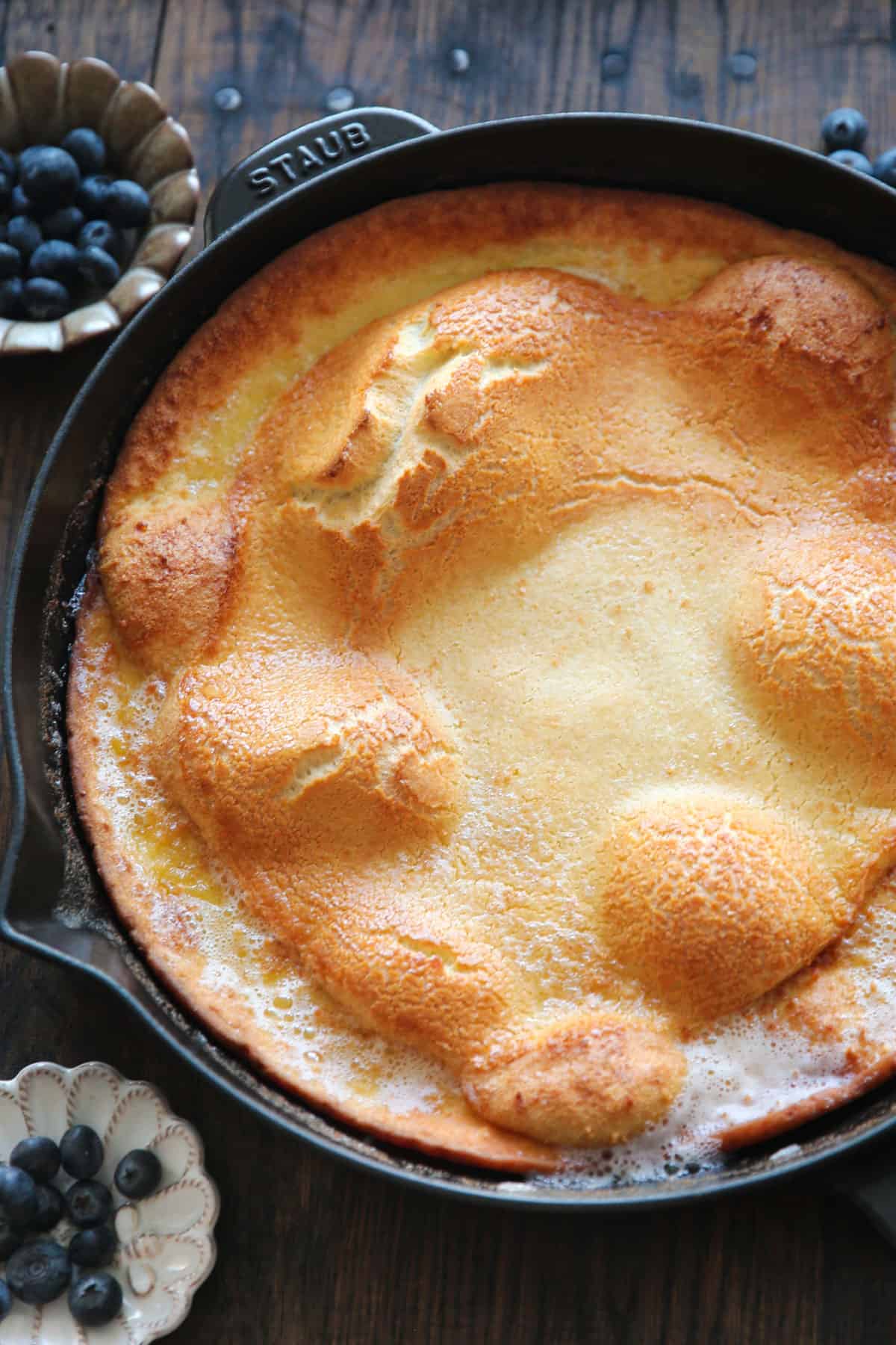 Dutch Baby Pancake - in a cast iron skillet.