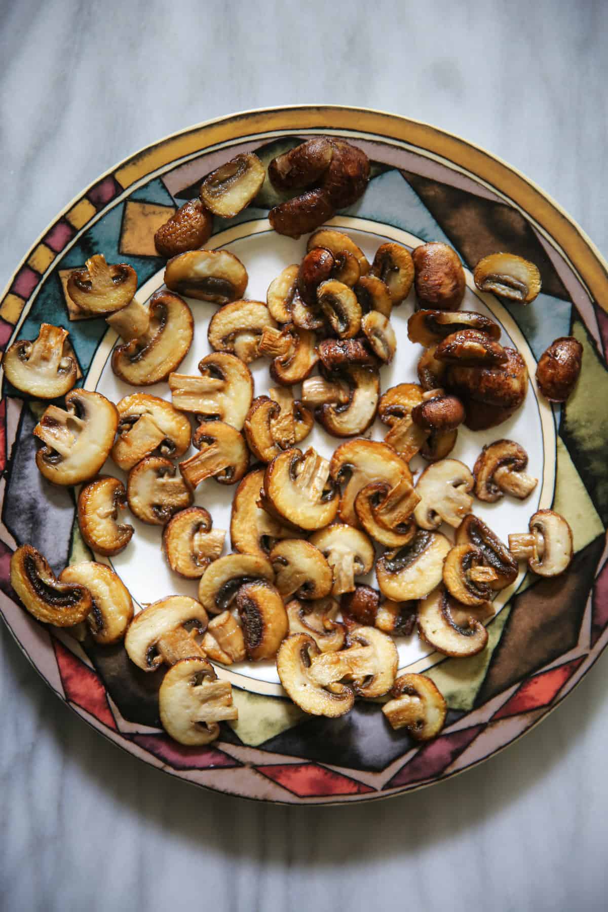 cooked mushrooms on a plate.