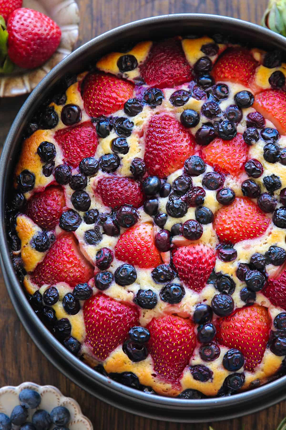 Strawberry Blueberry Cake - in a springform pan.