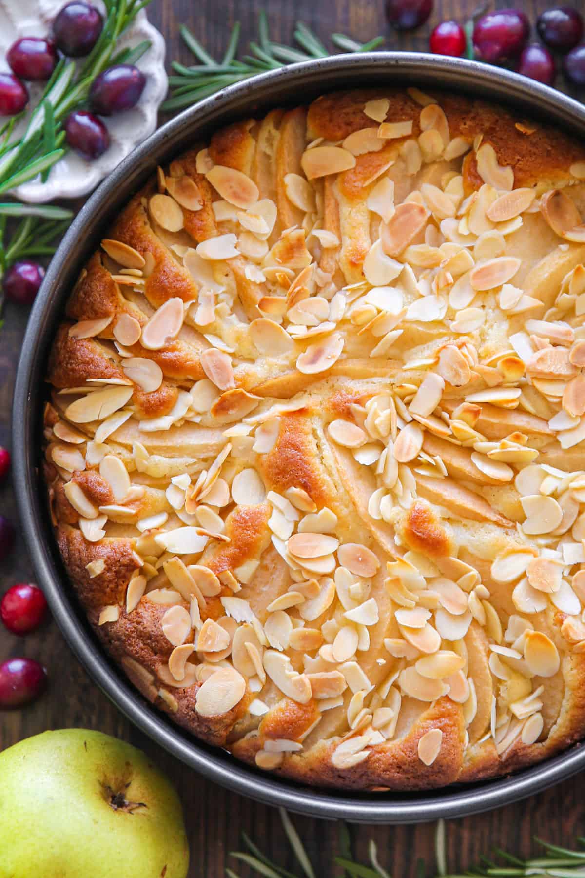 Pear Almond Cake - in a springform baking pan.