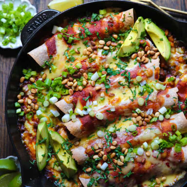 steak enchiladas - in a cast iron skillet.
