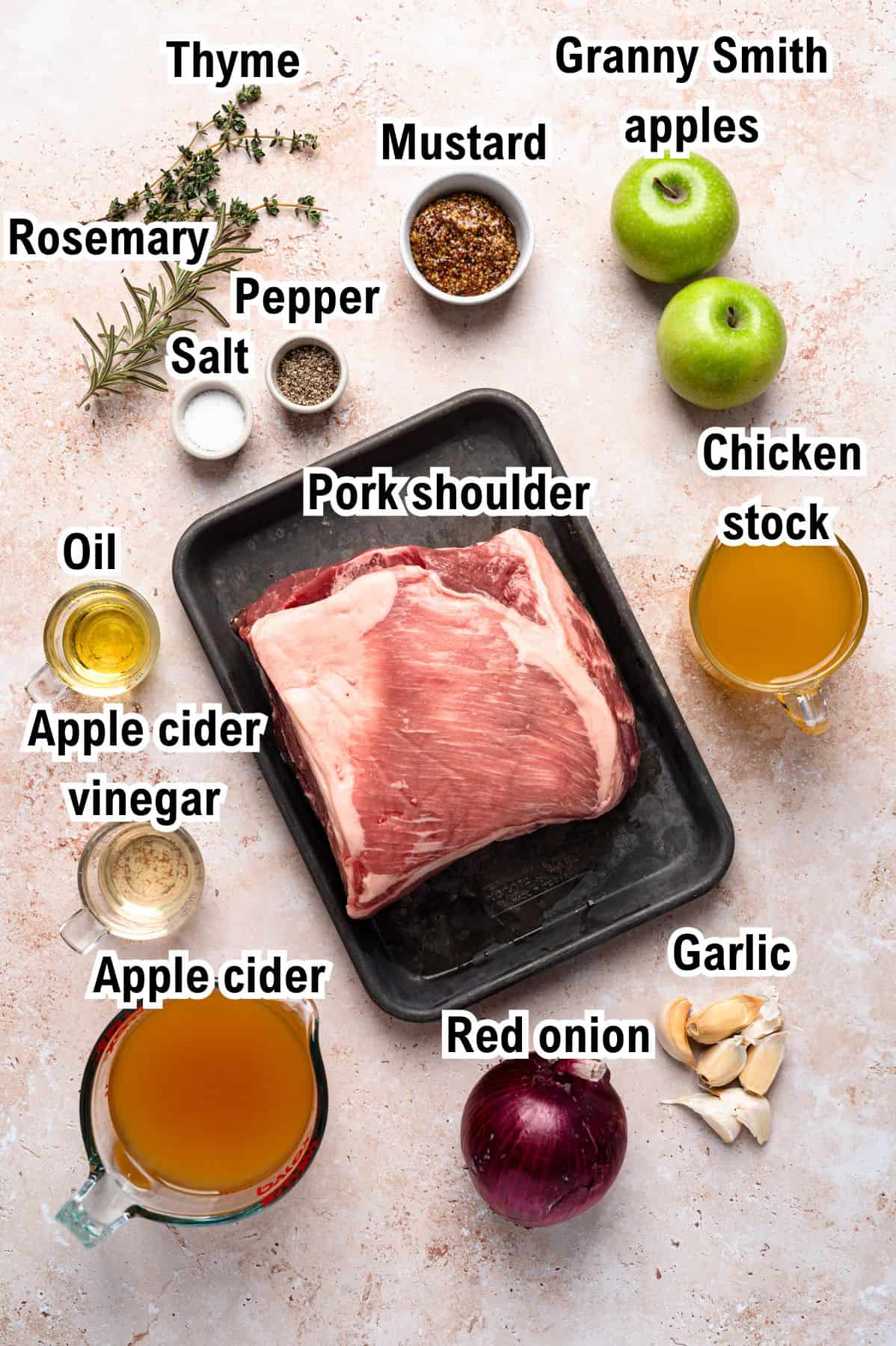 This photo shows all the ingredients needed to make Braised Pork Shoulder.