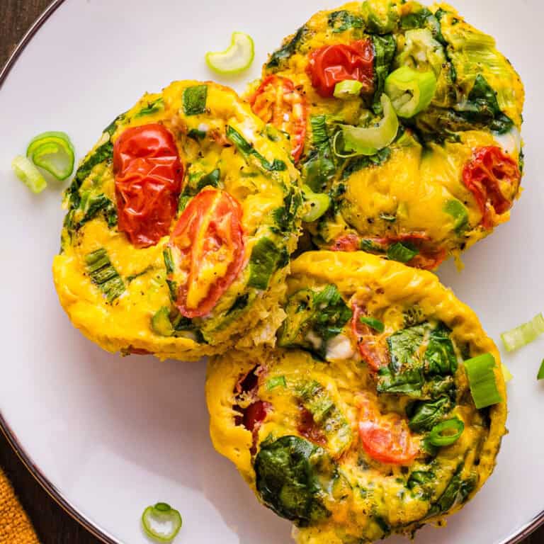 3 egg muffins on a plate.