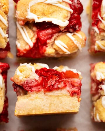 Strawberry Crumble Bars with Lemon Glaze