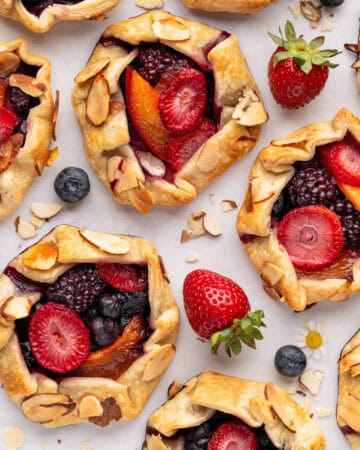 Mini Fruit Galettes filled with berries and nectarines.
