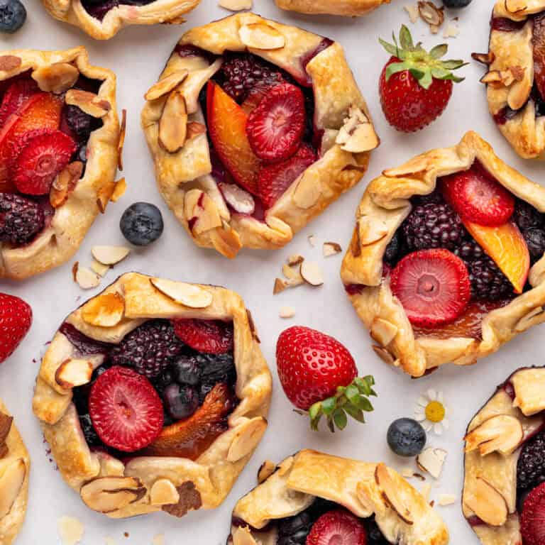 Mini Fruit Galettes filled with berries and nectarines.