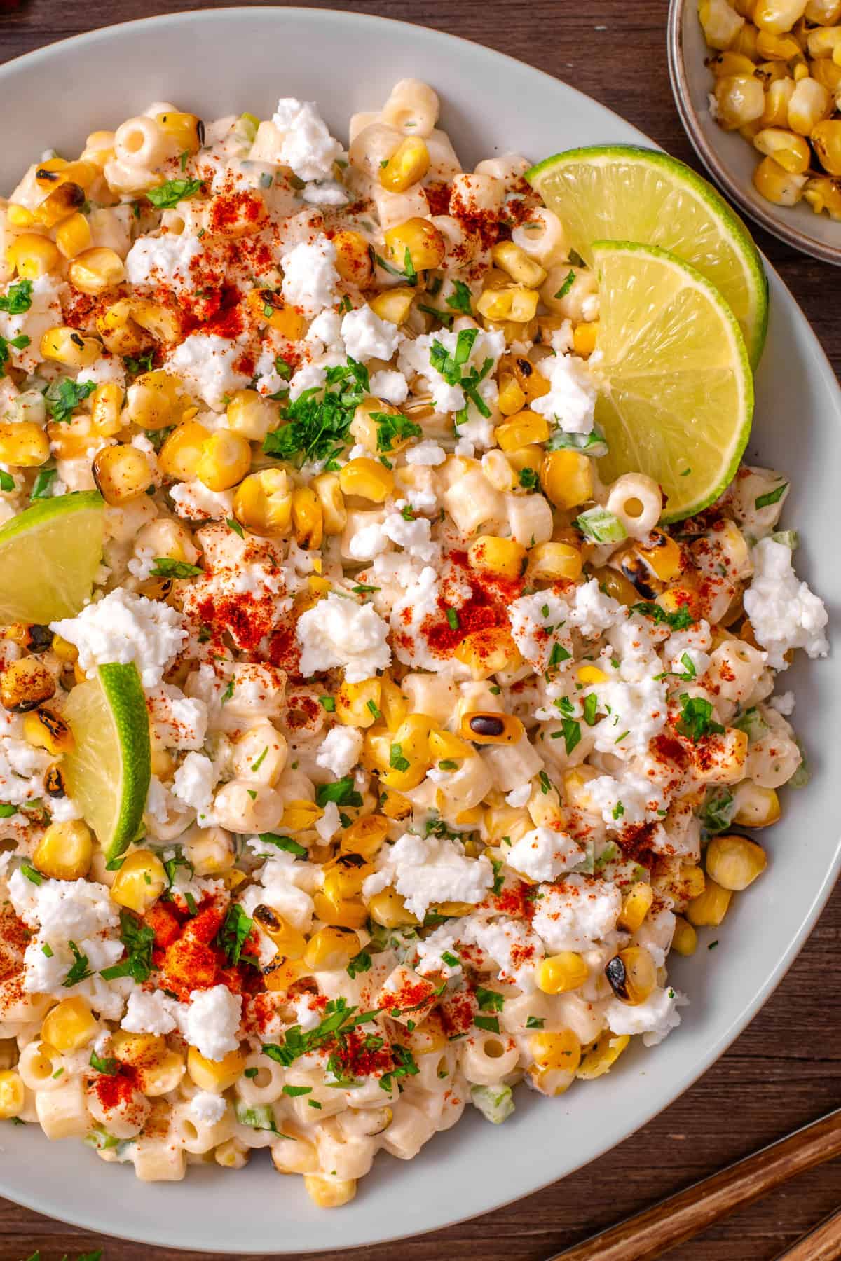 Mexican Street Corn Pasta Salad in a bowl.
