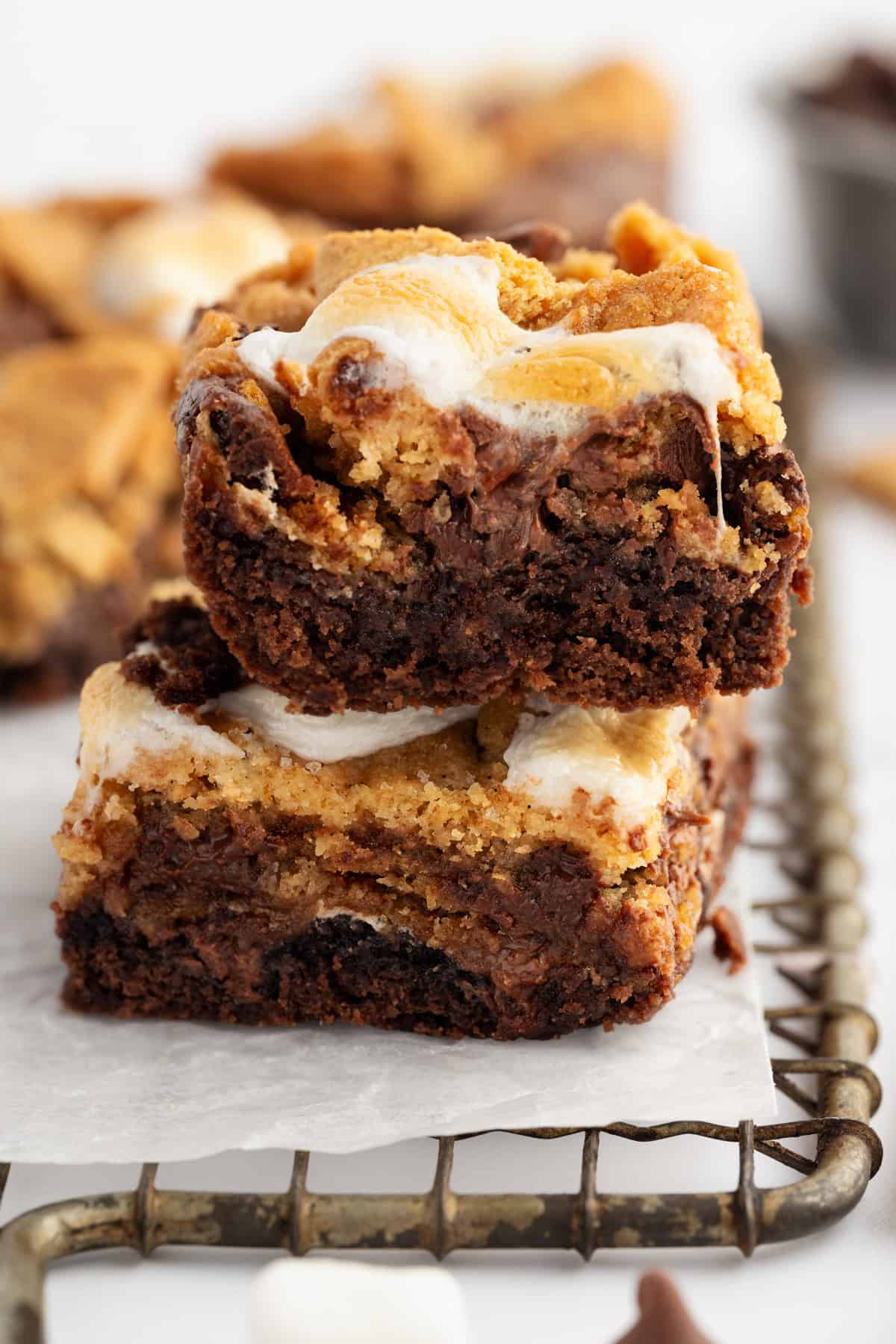 Two S'mores Bars on top of each other.