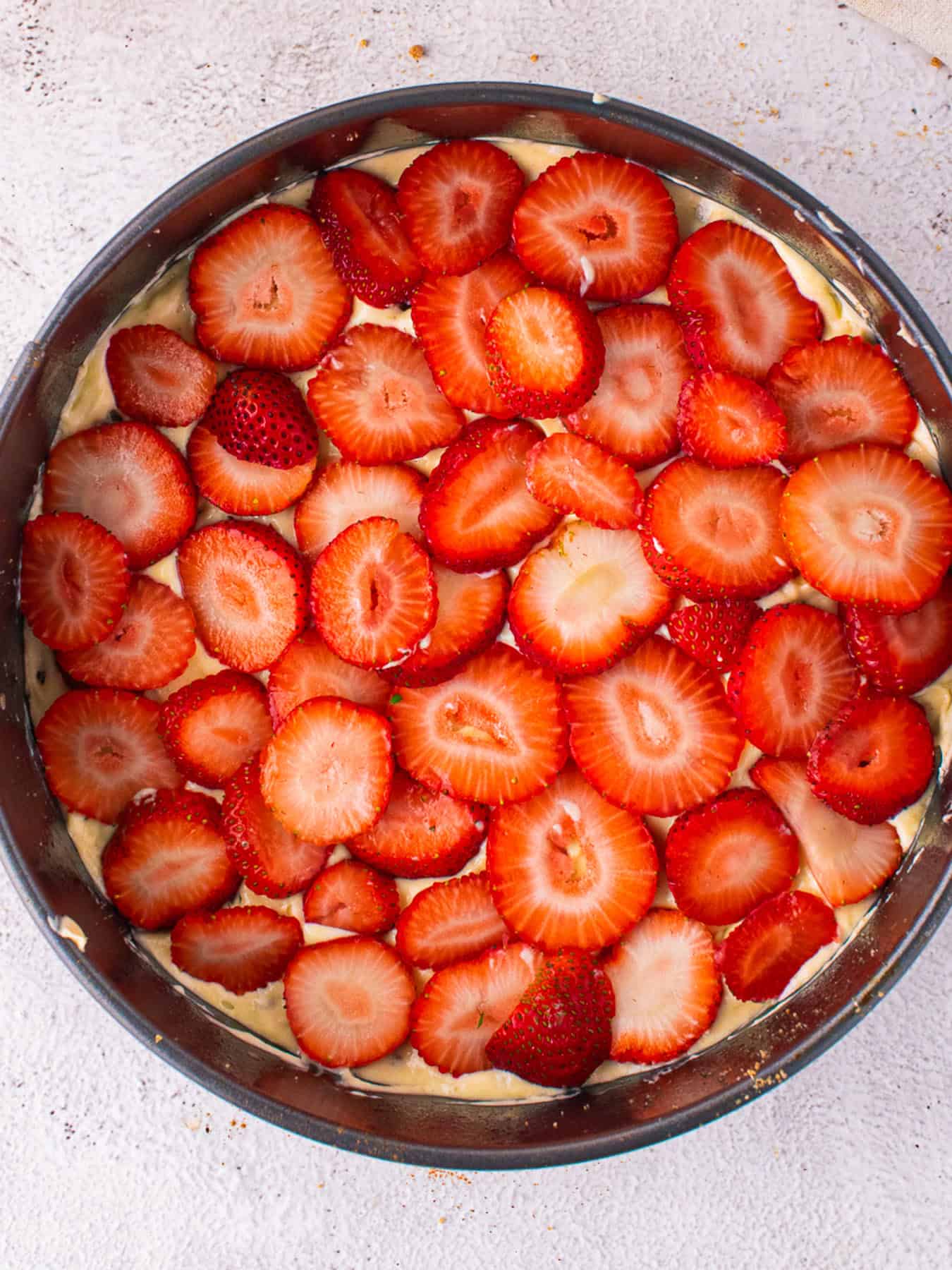 Strawberry Coffee Cake in a baking dish.