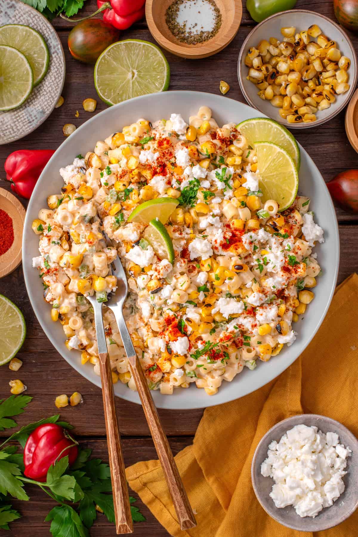 Mexican Street Corn Pasta Salad in a bowl.