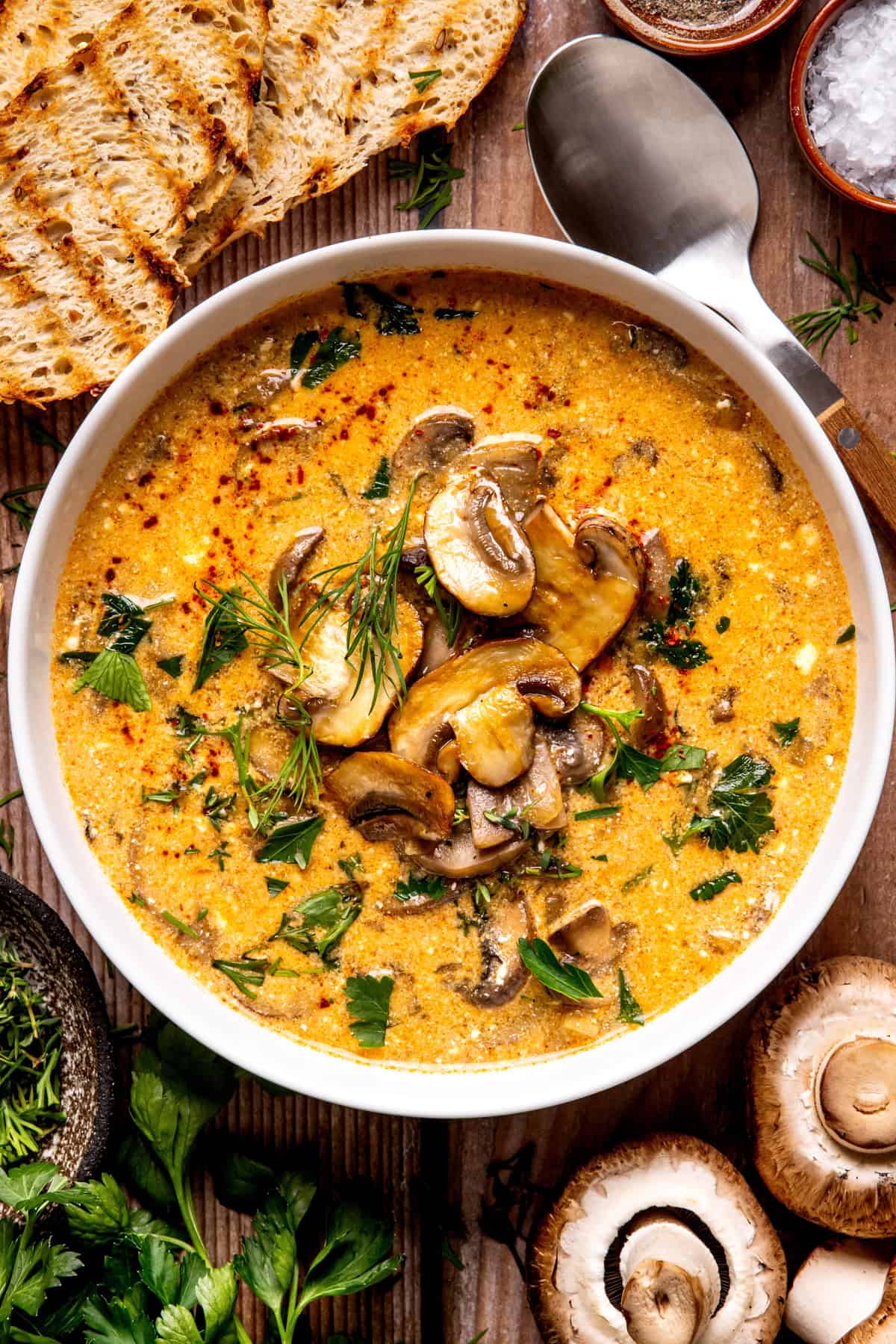 Hungarian Mushroom Soup Hungarian Mushroom Soup in a bowl.