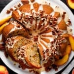 Peach Bundt Cake with Pecans and Maple-Cream Glaze.