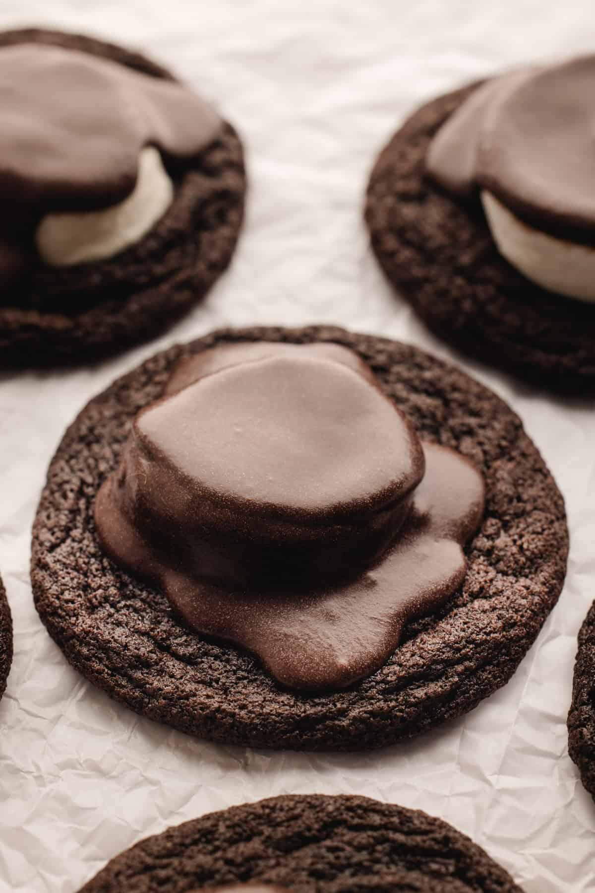 Hot Cocoa Cookies Hot Cocoa Cookies on a white surface.