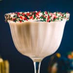 Sugar Cookie Martini (with festive holiday sprinkles around the rim of the martini glass).