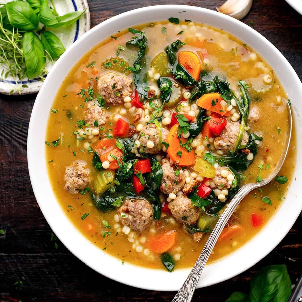 Italian Wedding ceremony Soup (Beef + Pork Meatballs) Italian Wedding ceremony Soup (Beef + Pork Meatballs)